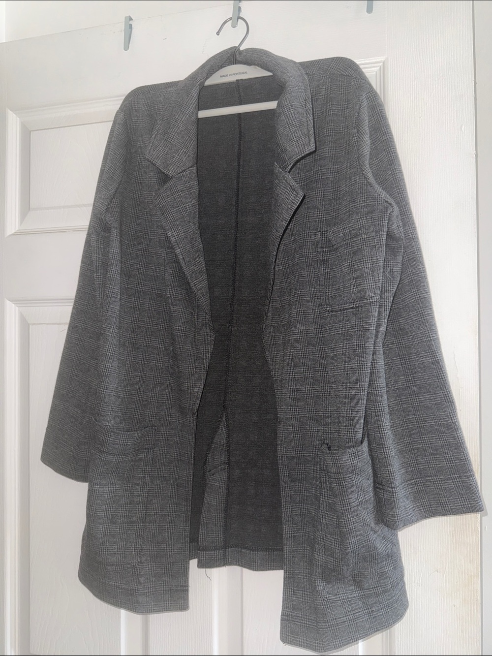 Madewell Gray Plaid Open Blazer